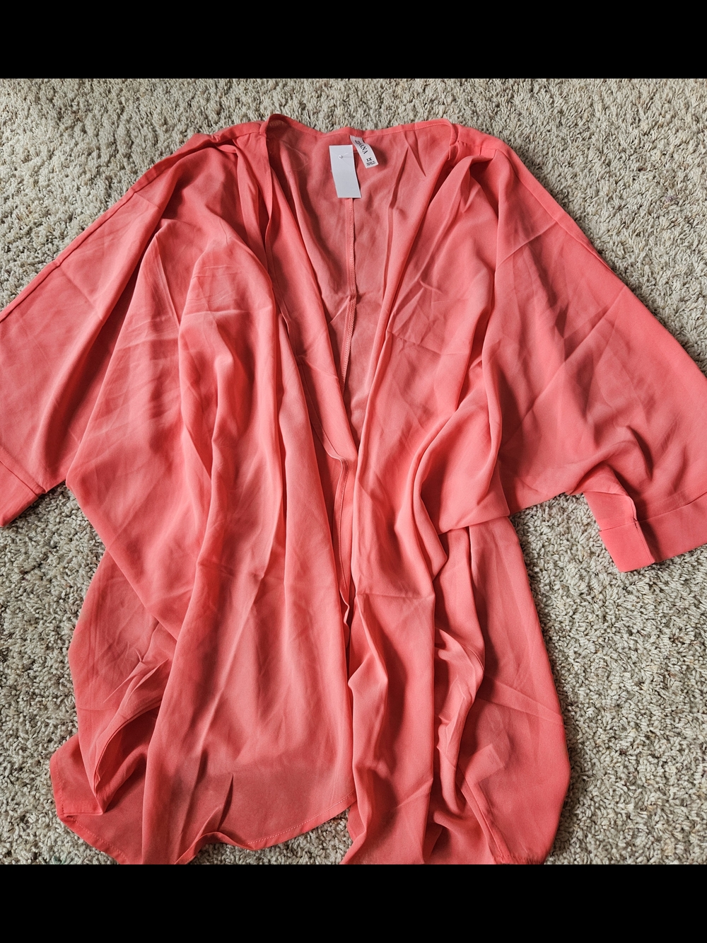 Zavana Coral Open-Front Sheer Kimono